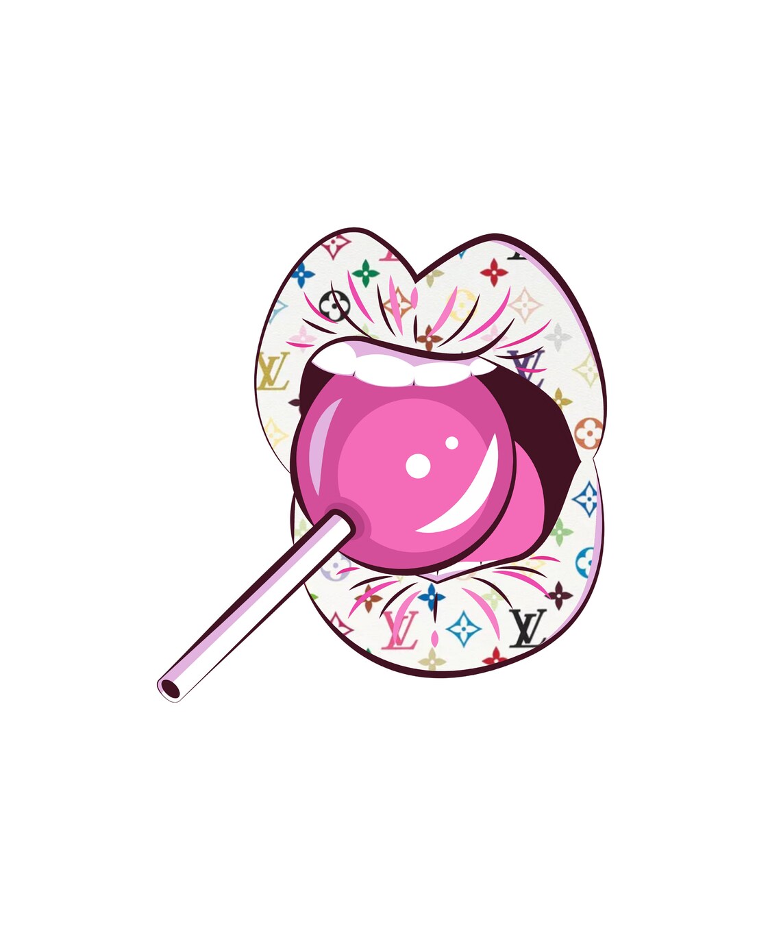 Lollipop Lips PNG, SVG, PDF Lips Sublimation, T Shirt Print, Pink File