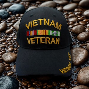 Vietnam Veteran Hat. Embroidered Military Cap. Vietnam Vet Cap. Veteran Gift. Black Baseball Hat. Vietnam Vet Hat. Vietnam War Veteran Cap
