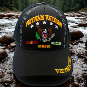 Vietnam Veteran Hat. Embroidered Military Cap. Vietnam Vet Cap. Veteran Gift. Black Baseball Hat. Vietnam Vet Hat. Vietnam War Veteran Cap