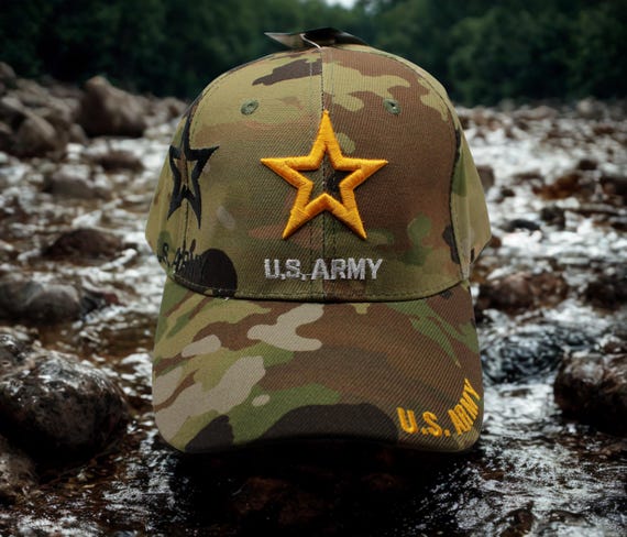 U.S. Army Camo Hat With Embroidered Star. Military Army Cap  display picture 3