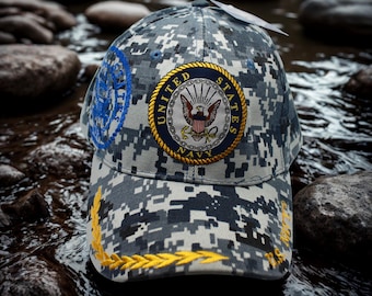 アメリカ海軍キャップ - 刺繍入りアメリカ海軍野球帽 - ネイビー