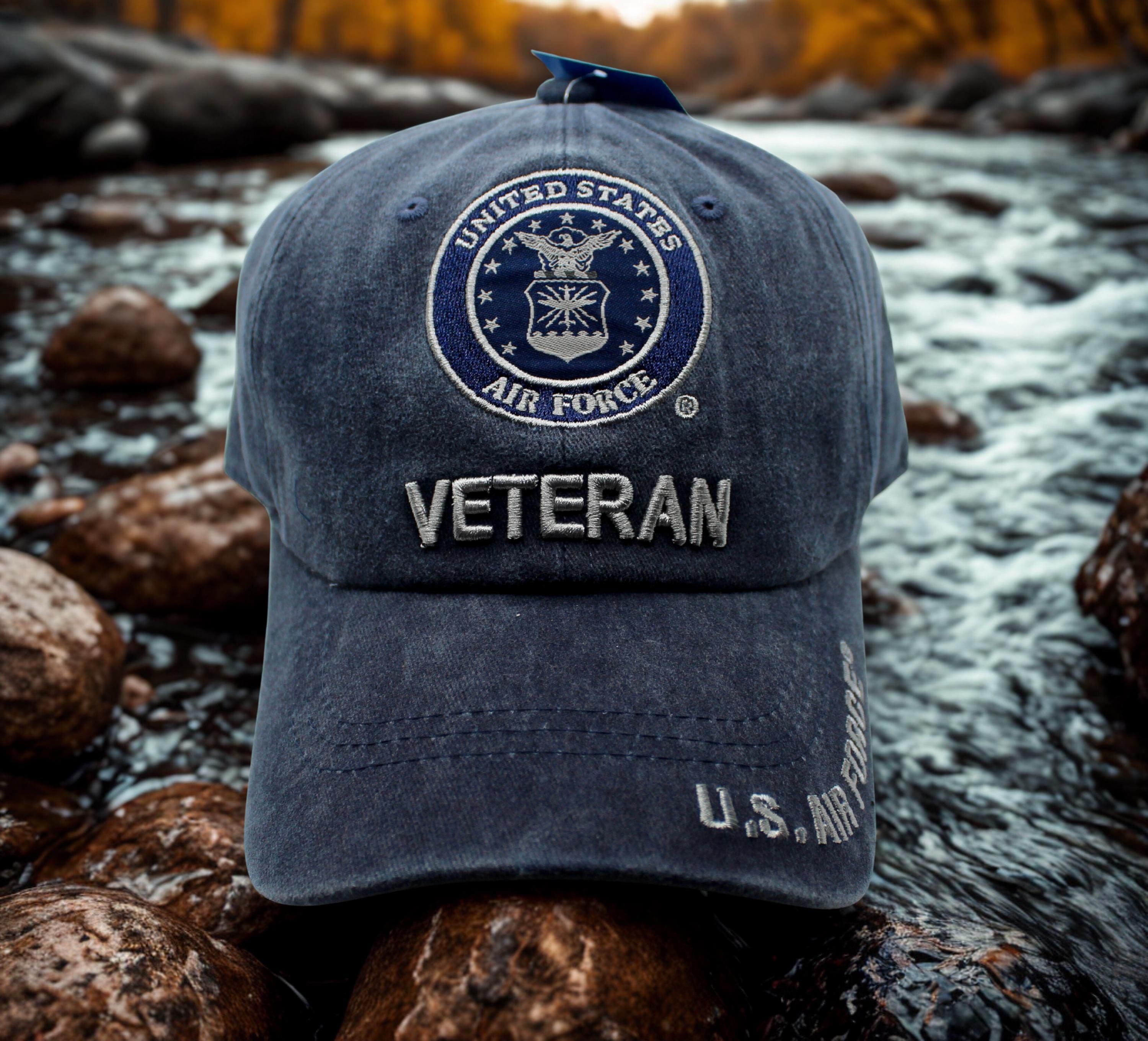 Air Force Veteran Hat, Blue Veteran Baseball Cap With
