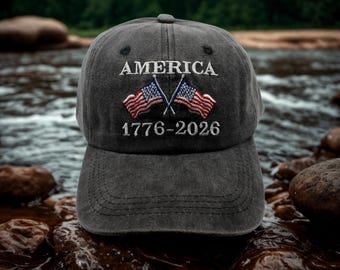America 1776–2026 250th Anniversary Hat. American Flag Baseball Cap. USA Independence Commemorative Hat USA Black Hat. America 1776–2026 Hat