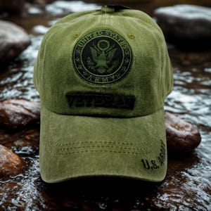United States Army Veteran Baseball Cap, Distressed Green Military Hat, Embroidered U.S. Army Gift for Vets, US Army Veteran, Armed Forces