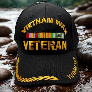 Vietnam Veteran Hat. Embroidered Military Cap. Vietnam Vet Cap. Veteran Gift. Black Baseball Hat. Vietnam Vet Hat. Vietnam War Veteran Cap