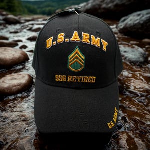 U.S Army SSG Retired Black Cap. Army Logo Hat. US Army Veteran Baseball Hat. Officially Licensed U.S Army Embroidered Cap. Veteran Gift