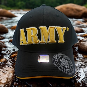 United States Army Baseball Cap, US Army  Black Military Hat, Embroidered U.S. Army Gift for Vets, US Army Veteran, Armed Forces. Army Cap