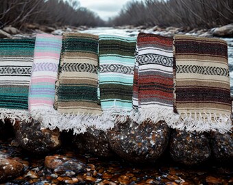 Coperta messicana tessuta a mano. Autentica coperta Falsa. Coperta del sud-ovest. Coperta da yoga. Stile Saltillo. Coperta vintage. Plaid fatto a mano