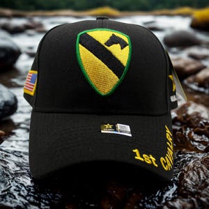 US Army 1st Cavalry Hat. Army Cap with Shield Patch. “The First Team” Hat . 1st Cavalry Hat.  U.S Army Black Hat. Veteran Gift. Army Hat