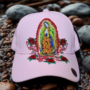 Our Lady of Guadalupe Hat. Lady of Guadalupe Pink Cap. Gorra de la Virgen Maria. Virgin Mary Baseball Cap. Gorra de la Virgen de Guadalupe