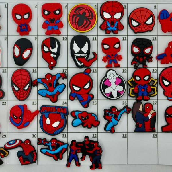 Spider Man Shoe Charms Charm Accessories for clogs Shoe Charm Peter Parker Silicone kids gift Charms for Crocs Spider Verse charms Spiderman