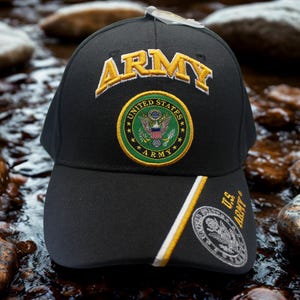 United States Army Baseball Cap, US Army  Black Military Hat, Embroidered U.S. Army Gift for Vets, US Army Veteran, Armed Forces. Army Cap