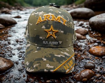 U.S. Army Camo Hat with Embroidered Star – Military Tactical Cap, Veteran Gift, Adjustable Army Baseball Cap, Patriotic US Army Veteran