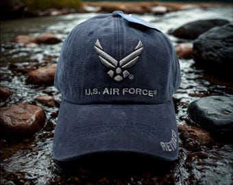 U.S Air Force Retired Hat, Blue Retired US Air Force Cap with Embroidered Seal, Veteran Gift. Officially Licensed US Air Force Hat. USAF Hat