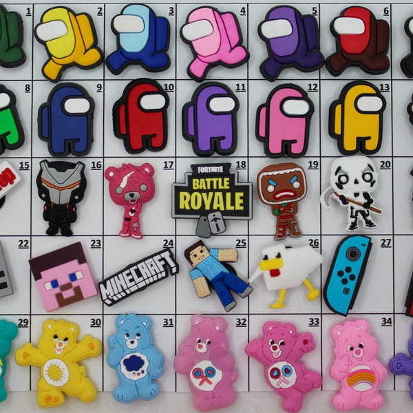 Gaming Shoe charms. Nintendo. Care Bears Charms.  Video Games Shoe charms. Cute  GameStop Charms. Among Us Charms Roblox Chamrs Family Guy