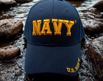アメリカ海軍の調節可能な帽子。海軍キャップ、兵役帽子。アメリカ海軍