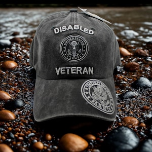 United States Army Disabled Veteran Baseball Cap, Distressed Black Military Hat, Embroidered U.S. Army Gift for Veterans, US Army Vet Hat