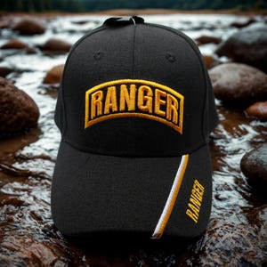 Army Ranger Hat. U.S. Army Hat, Embroidered Ranger Cap, Adjustable Hat for Veterans, Patriotic Veterans, US Army. Ranger hat. Army Black Hat
