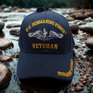 U.S. Submarine Force Navy Blue Veteran Hat, Navy Submarine Military Cap, Embroidered Veteran Gift, Navy Vet Baseball Hat, Submariner Pride