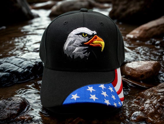 USA Eagle Hat. Patriotic Baseball Cap With American Flag  display picture 3