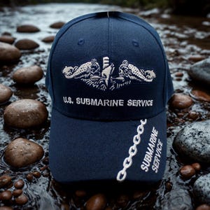 U.S. Submarine Service Navy Blue Veteran Hat, Navy Submarine Military Cap, Embroidered Veteran Gift, Navy Vet Baseball Hat, Submariner Pride
