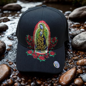 Our Lady of Guadalupe 3D Embroidered Hat. Lady of Guadalupe Black Cap. Virgin Mary Baseball Cap. Gorra de la Virgen de Guadalupe. Faith Hat