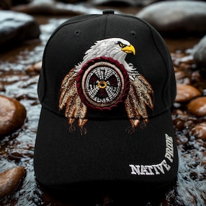 Native Inspired Eagle Cap. Dream Catcher Hat. Black Native Baseball Cap. Spiritual Eagle Headwear. USA Hat. Bald Eagle Hat. Native Pride Hat