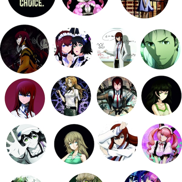 145 Anime Button Designs for Digital Download - 145 unique design