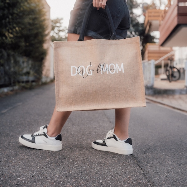 Personalized jute bag, DOGMOM, market bag, gift, individual gift, shopping bag, dog mom, bag, bag, paw