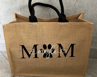 MOM, Dogmom, bag, jute bag, shopper, dog mom, personalized jute bag, bag,