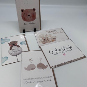 Geschenkkarte, Grußkarte, Karte, Glückwunsch, Zur Geburt , Geburt, Zwillinge, Willkommen, Danke, Happy, Card Karte, Klappkarte, gezeichnet