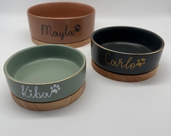 Napf, Personalisierter Futternapf, Fressnapf, Hundenapf, Katze, Hund, Schüssel, Keramiknapf, Personalisiert, Hundeschüssel, Futternapf, Holz