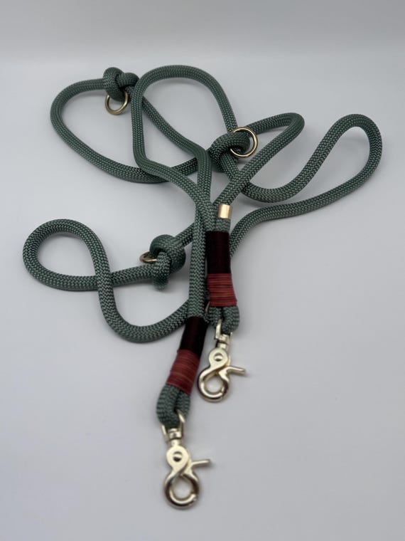 3-fach verstellbare Tauleine, Hundeleine, Führerleine, Hundeaccessoires, PPM Seil, Tau, Ledertakelung, 2,5m lang, normale Takelung, 2- fac