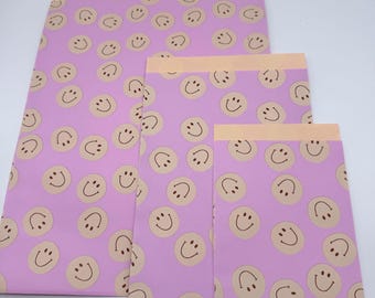 Geschenktüte Smiley , Geschenktüten, Smiley, Geschenkverpackung, Flatbag,schick, Geschenk, Verpackung, pink, peach