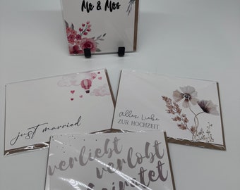 Geschenkkarte, Grußkarte, Karte, Glückwunsch, Hochzeitskarte, mr & Mrs, Married, Hochzeit , Danke, Happy, Card Karte, Klappkarte, gezeichnet