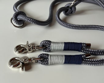 3-way adjustable leash with 2 colored rigging, rope leash, dog leash, leash, 3-way adjustable, modern, individual, handmade, dog
