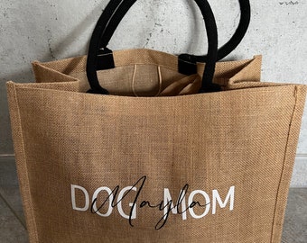 Personalized jute bag, DOGMOM, market bag, gift, individual gift, shopping bag, dog mom, bag, bag, paw