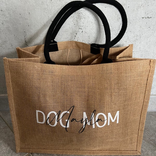 Personalisierte Jutetasche, DOGMOM, Markttasche, Geschenk, individuelles Geschenk, Einkaufstasche, Hundemama, Bag, Tasche, Tatze