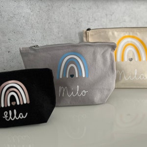 Windeltasche, Kulturtasche, Kulturbeutel, Kosmetiktasche mit Namen, Personalisiert, Regenbogen, Mädchen, Jungen