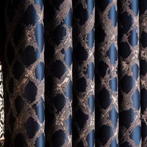 Luxe geometrische gordijnen – marineblauwe gestreepte gordijnen, aangepast formaat, 5 kleuropties beschikbaar