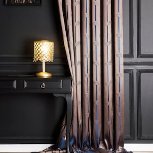 Navy Blue Curtains,Curtains Panel,Luxury Curtains for Bedroom&Livingroom Striped Patterned Fabric custom size drape