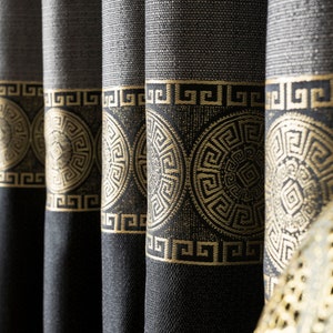 Color Block Curtain Panel: Gray, Gold, Damask & Striped Fabric