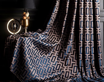 Curtain Panel for Bedroom&Livingroom,Luxury Striped Patterned Navy,Black,Grey,Gold,Ivory,Light Color Fabric,Custom Size Drape,Modern Home