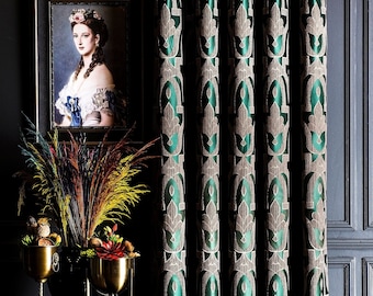 Panel de cortinas de tela estampada a rayas para dormitorio de lujo, sala de estar, verde, negro, dorado, gris, azul marino, tamaño personalizado.