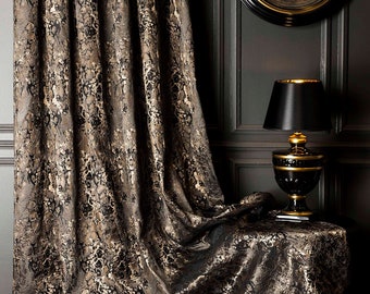 Curtains panel striped patterned fabric luxury bedroom living room black gray gold blue yellow custom size drape modern curtain rod curtain