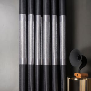 Luxus Gestreifter Vorhang Panel: Schwarz, Gold, Silber, Sondergröße Vorhang