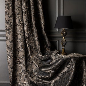 Gordijnenpaneel, Bladgordijnen, Grijs Zwart Goud Marine Gordijnen, Luxe Gordijnen voor Slaapkamer Woonkamer, Gestreept Patroon Aangepaste Grootte Rod Gordijnen
