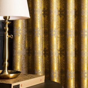 Panneau de rideaux dorés tissu à motifs rayés chambre de luxe salon drapé de taille personnalisée