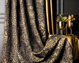 Luxury Gold & Gray Striped Curtain Panel: Modern Boho Drape
