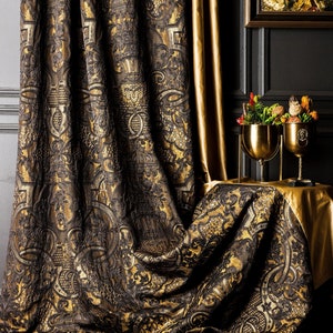 Curtains panel striped patterned fabric luxury bedroom living room gold gray modern boho extra long custom size drape